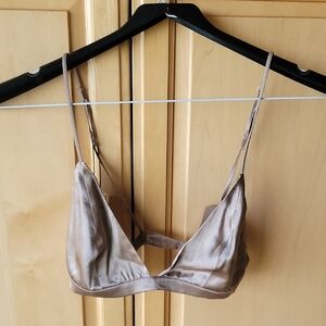 Tan Silk Blend Satin Bralette